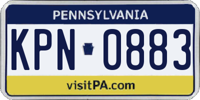 PA license plate KPN0883