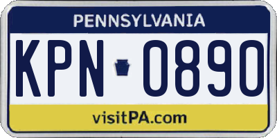 PA license plate KPN0890