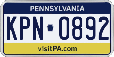 PA license plate KPN0892