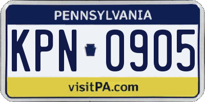 PA license plate KPN0905