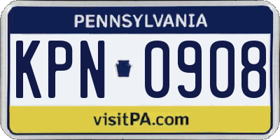 PA license plate KPN0908