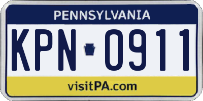PA license plate KPN0911
