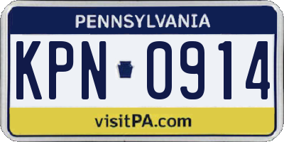 PA license plate KPN0914