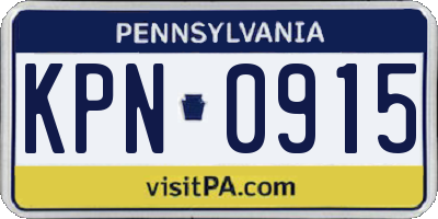 PA license plate KPN0915