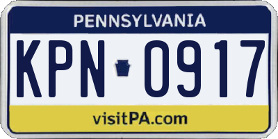 PA license plate KPN0917