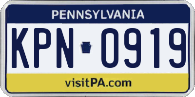 PA license plate KPN0919