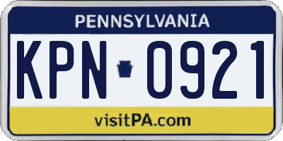 PA license plate KPN0921