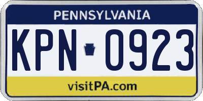PA license plate KPN0923