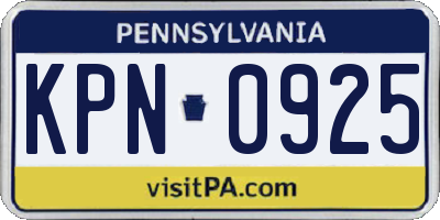 PA license plate KPN0925