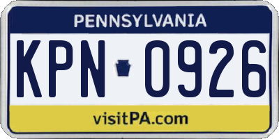 PA license plate KPN0926
