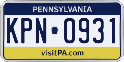 PA license plate KPN0931