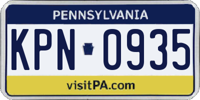 PA license plate KPN0935