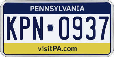 PA license plate KPN0937