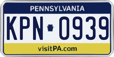 PA license plate KPN0939