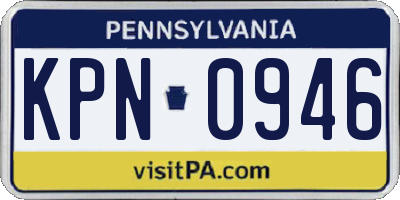 PA license plate KPN0946