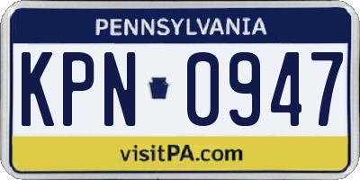 PA license plate KPN0947