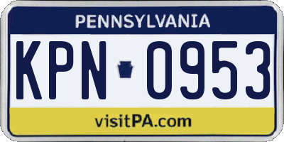 PA license plate KPN0953