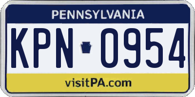 PA license plate KPN0954