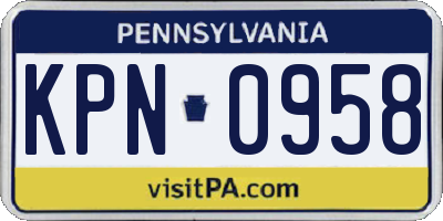 PA license plate KPN0958