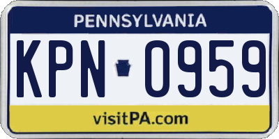 PA license plate KPN0959