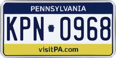 PA license plate KPN0968