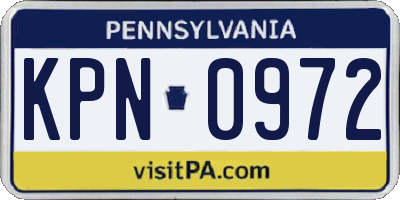 PA license plate KPN0972