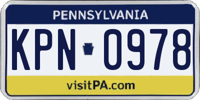 PA license plate KPN0978