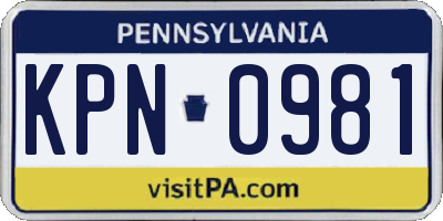 PA license plate KPN0981