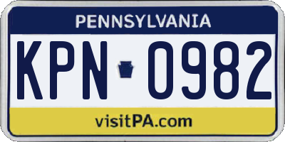 PA license plate KPN0982