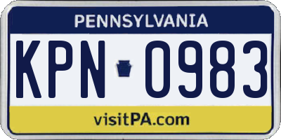 PA license plate KPN0983