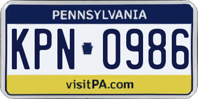 PA license plate KPN0986
