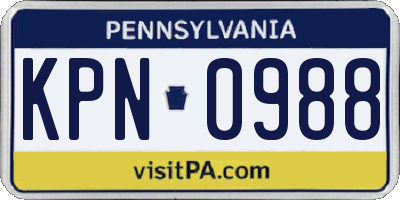 PA license plate KPN0988