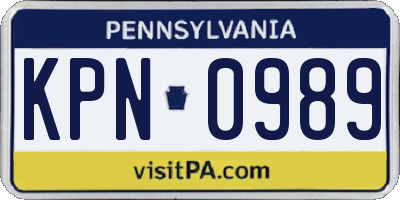 PA license plate KPN0989