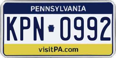 PA license plate KPN0992