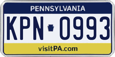 PA license plate KPN0993