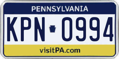PA license plate KPN0994
