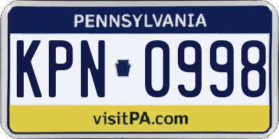 PA license plate KPN0998