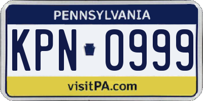 PA license plate KPN0999