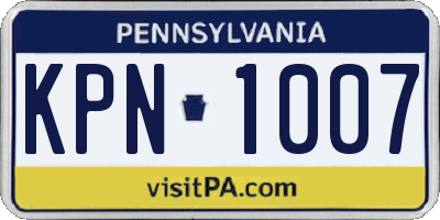 PA license plate KPN1007