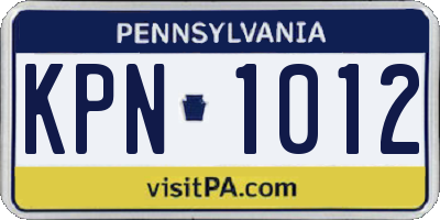 PA license plate KPN1012