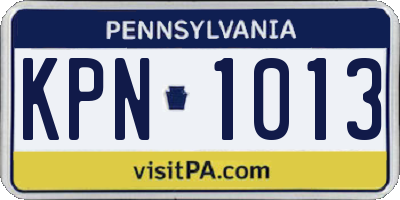 PA license plate KPN1013