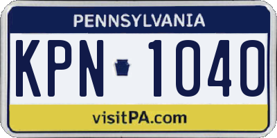 PA license plate KPN1040