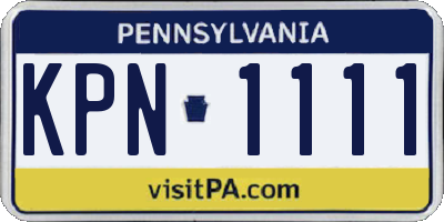 PA license plate KPN1111