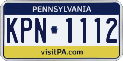 PA license plate KPN1112