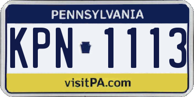 PA license plate KPN1113