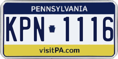 PA license plate KPN1116