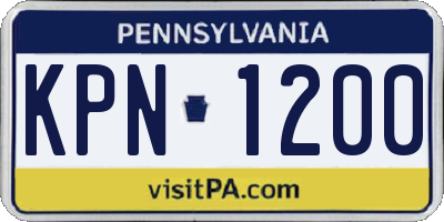 PA license plate KPN1200
