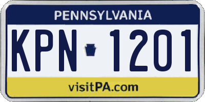 PA license plate KPN1201