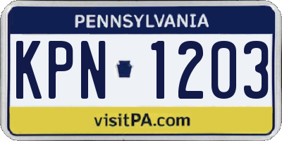 PA license plate KPN1203