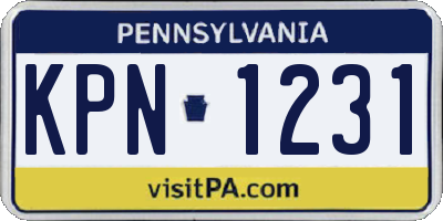 PA license plate KPN1231